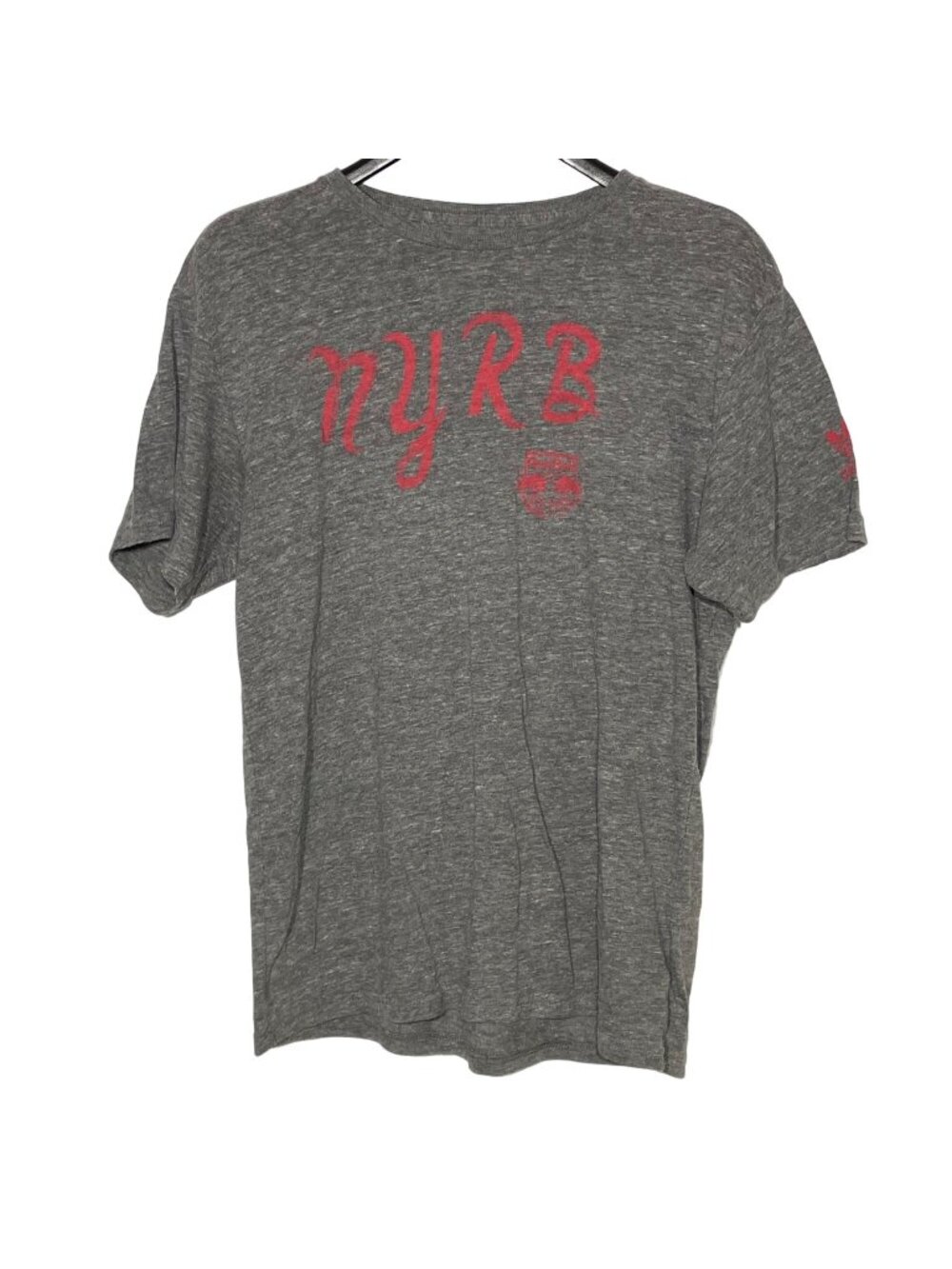 Adidas NYRB New York Red Bulls Soccer Crew Neck T-Shirt Gray Red Sz MED
